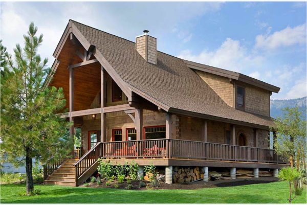 Log Cabin Home Deck and Porches