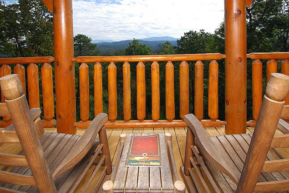 Log home porch design in nature