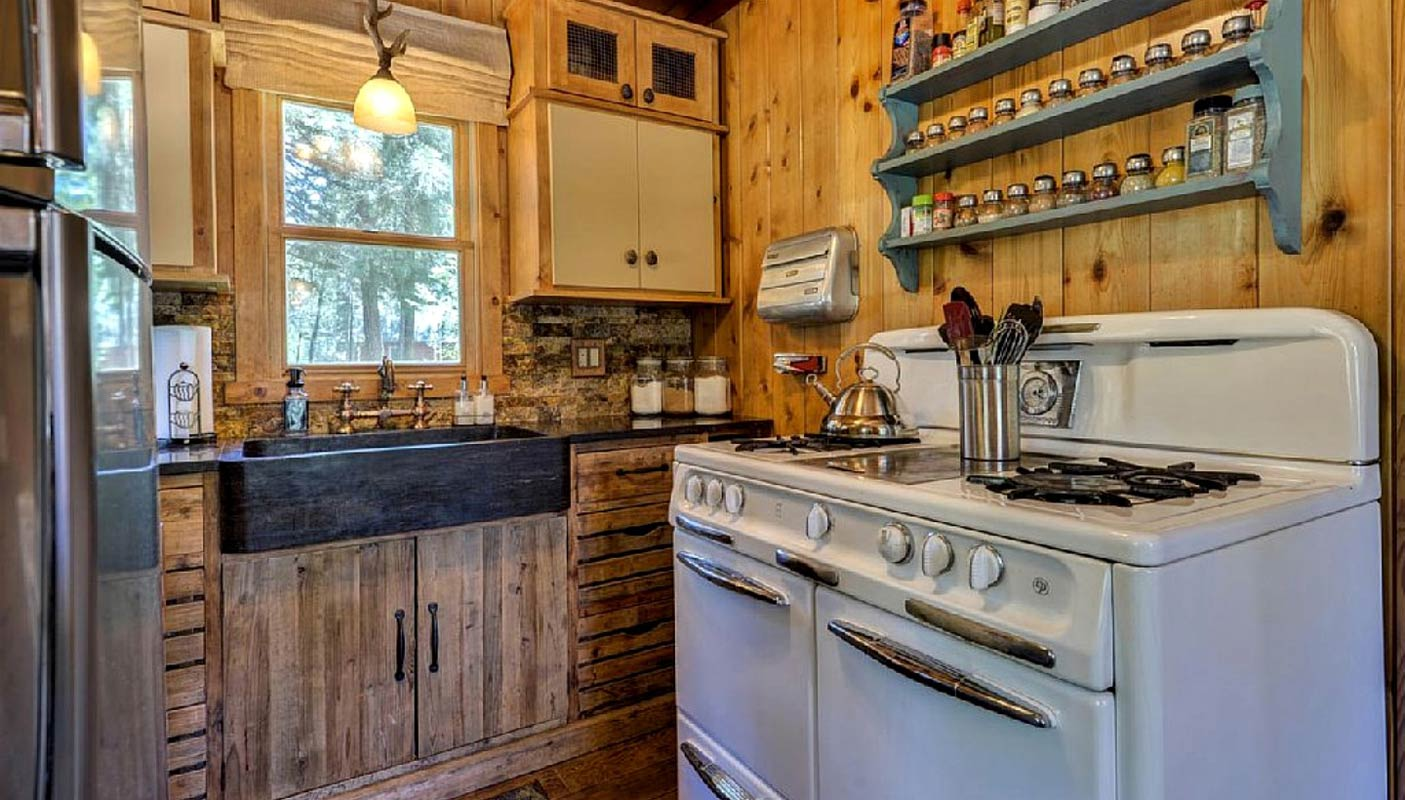 Small log cabin kitchen